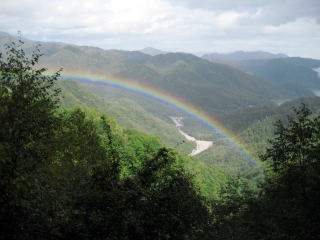 川俣湖辺りに出た虹